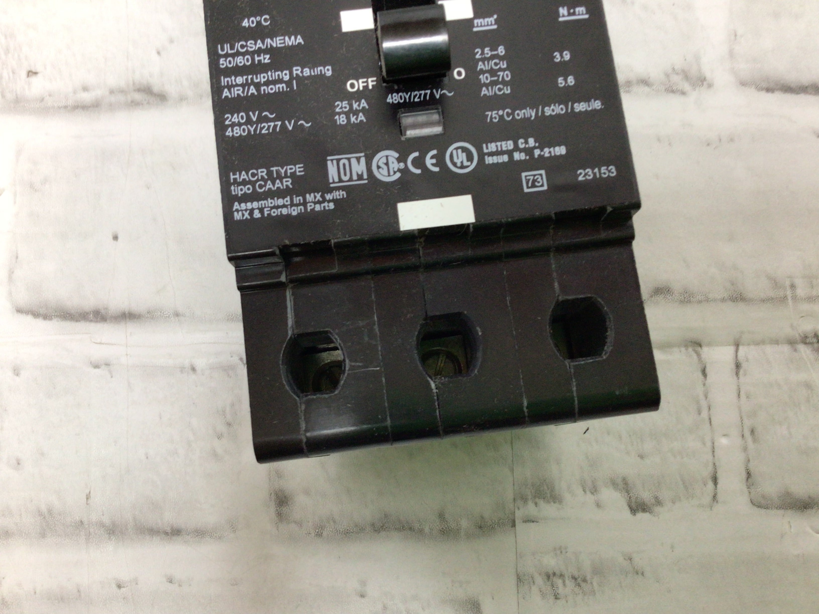 Square D EDB34060 3 Phase 60 Amp Circuit Breaker (8151188504814)